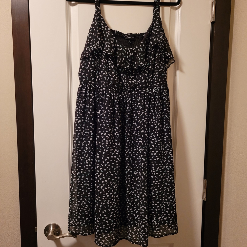 Torrid Women's Black Dress with Heart Pattern Size 2X